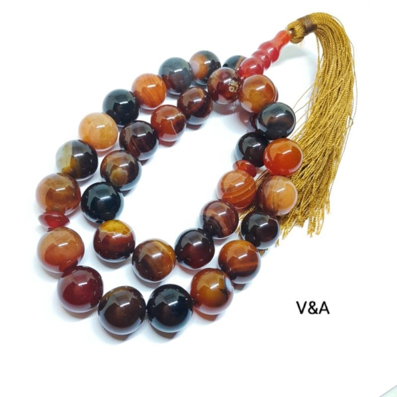 Tasbih batu akik sulaiman madu 12mm 33butir natural