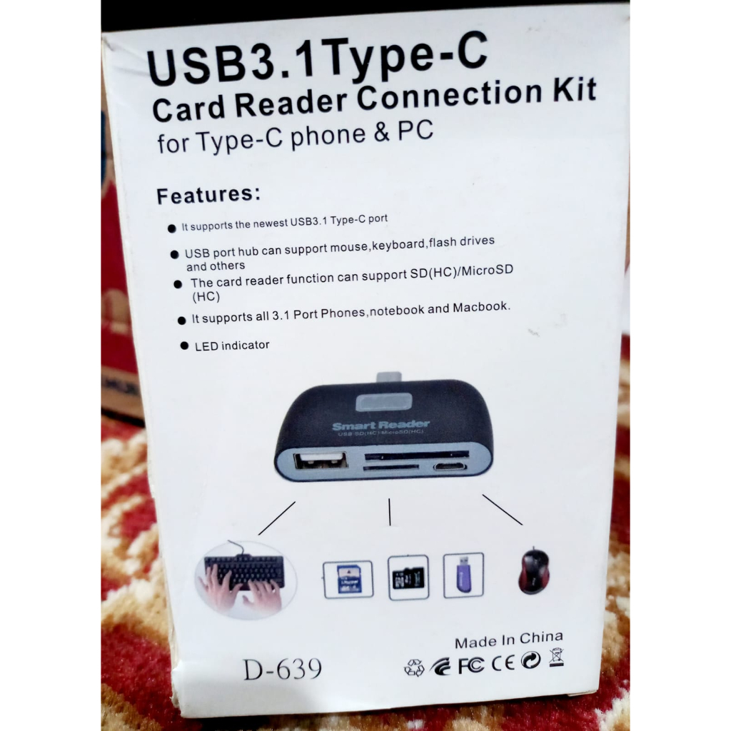 Multifungsi Card Reader USB3.1 Type-C Electronic Component Portable