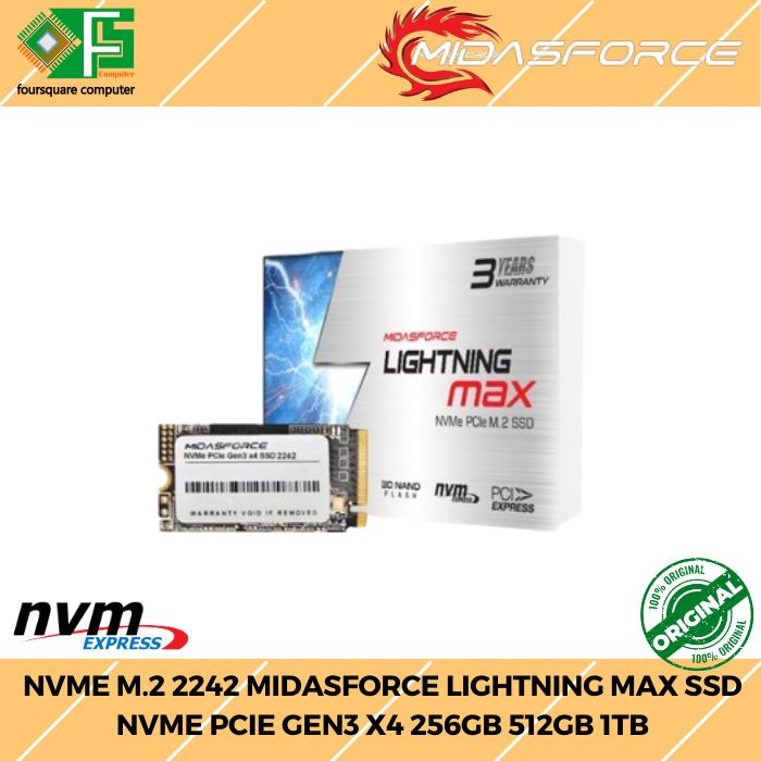 SSD M.2 NVME 2242 MIDASFORCE LIGHTNING MAX SSD NVME PCIE 256GB 512GB 1TB
