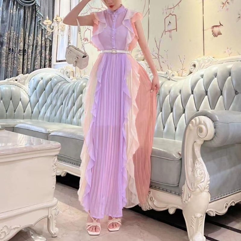 12620 Fashion autfit Maxi dres dress longdres longdress mewah cantik manis elegan gaya korea terbaru