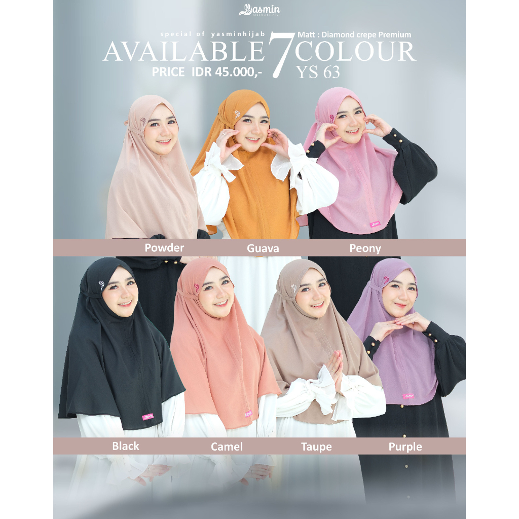 Yasmin Hijab - Jilbab Bergo Maryam Ys 63 Elia Instan jilbab instan tali matt diamond crepe hijab dai