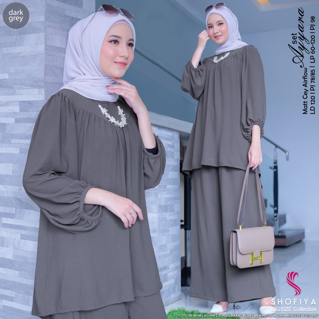 ayara #1 set stelan setelan baju tunik blouse bluse dres kulot jumbo big over size ld 120 xxxl bigsi
