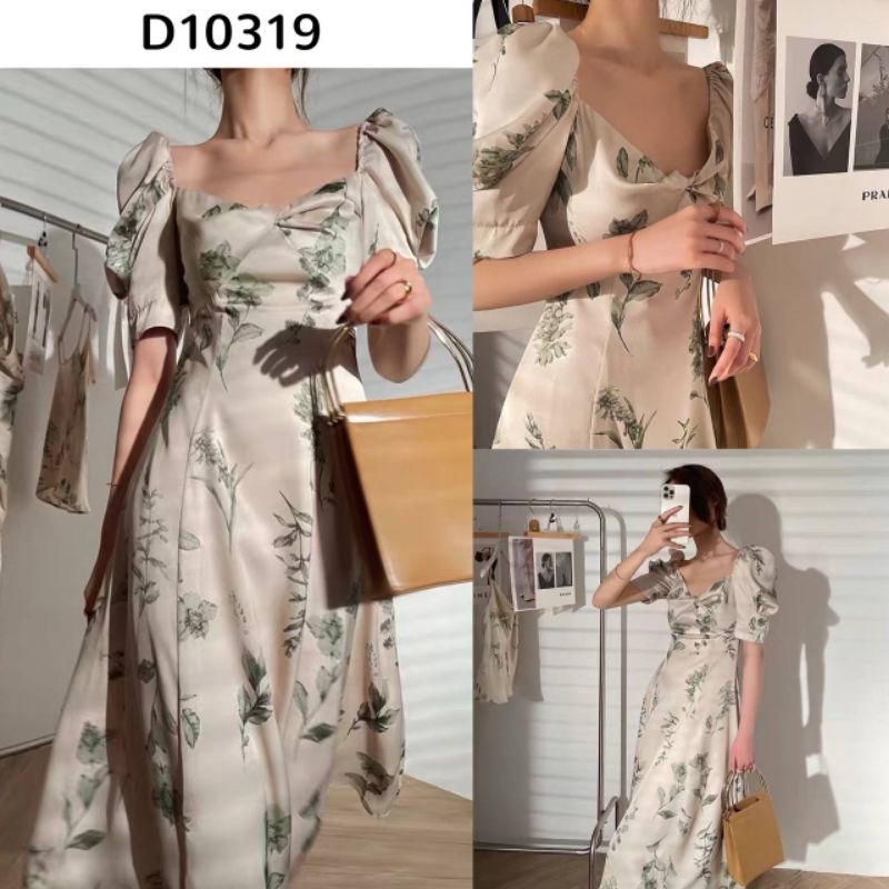 Autumn Print Silky Midi Dress