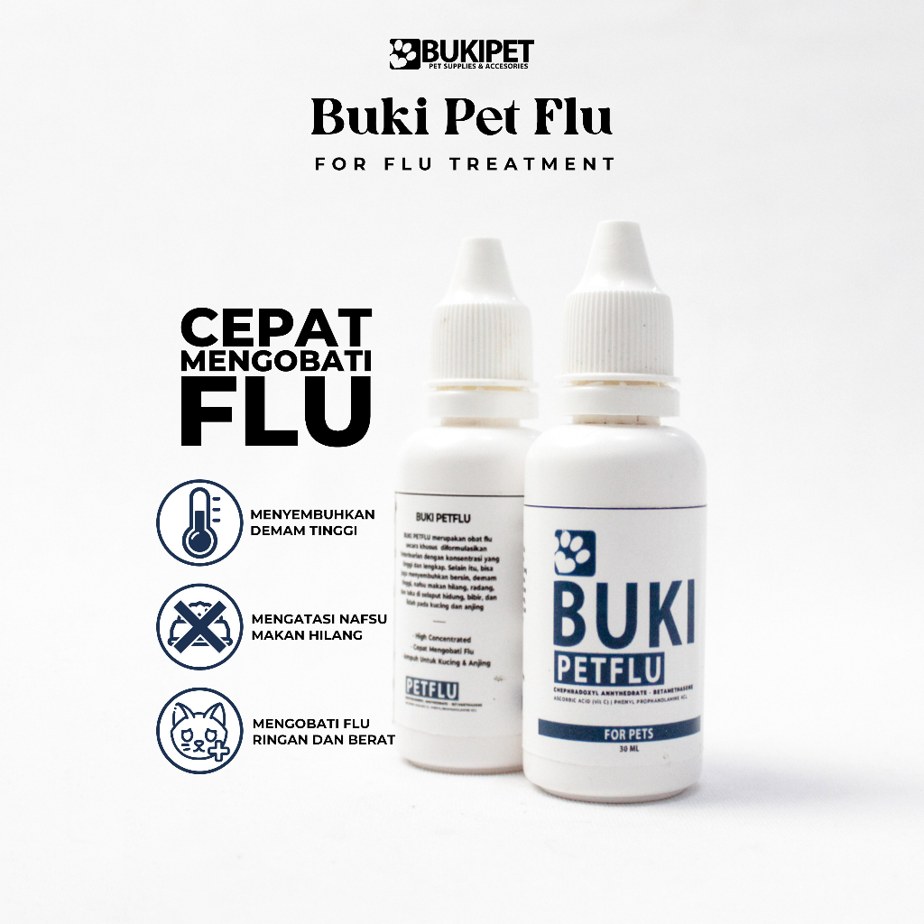 Obat Anti Flu dan Batuk Pilek Kucing - BUKI PET FLU
