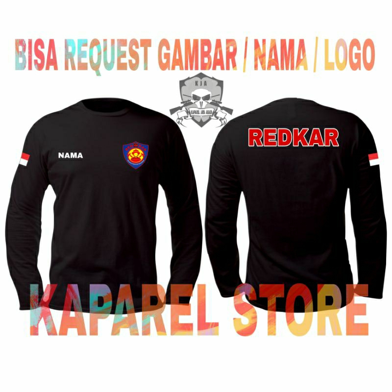 Kaos REDKAR Relawan Pemadam Kebakaran Baju REDKAR Damkar Pemadam Atasan Redkar pemadam Lengan Panjan