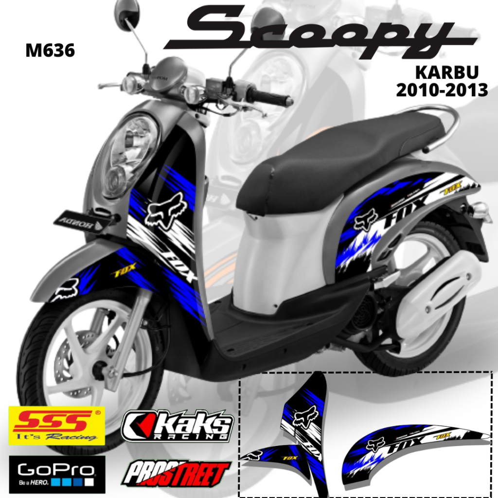 Lis Stiker Striping Honda Scoopy Karbu M636 Tahun 2010 2011 2012 2013 Pelindung List Sticker Aksesor