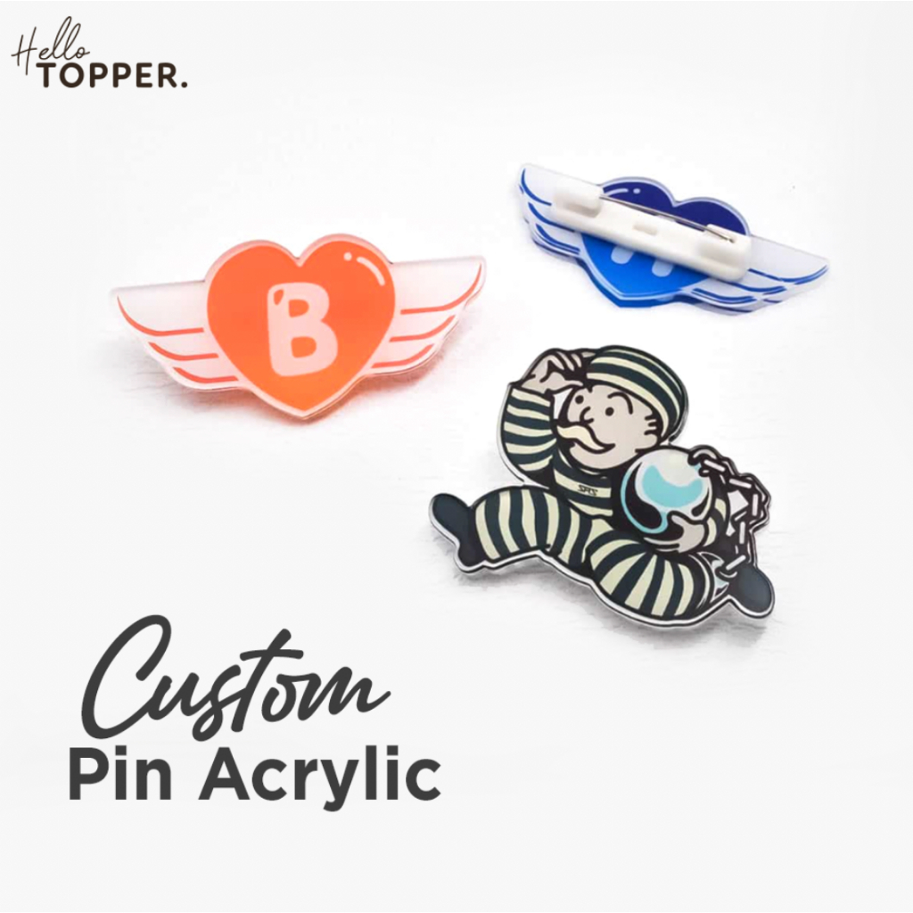 Custom Pin Akrilik Print | Badge Bross Pin Akrilik | Pin Custom