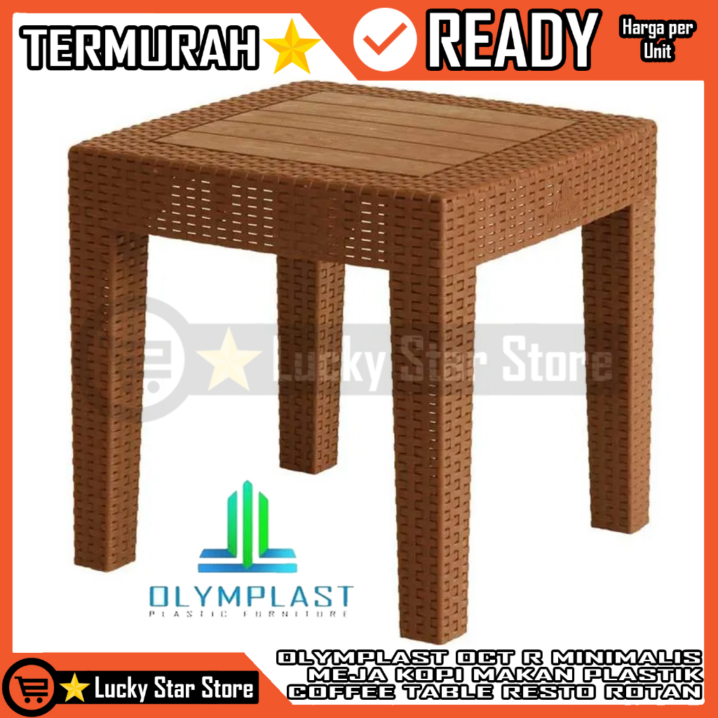 MEJA TERAS TAMAN PLASTIK ROTAN OLYMPLAST OCT R KOTAK OLIMPLAST COFFEE TABLE COFFE TABEL ROTAN RATTAN