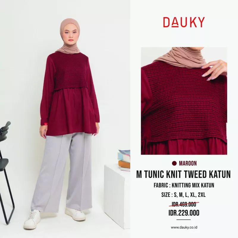 M Tunik Knit Tweed Katun by Dauky
