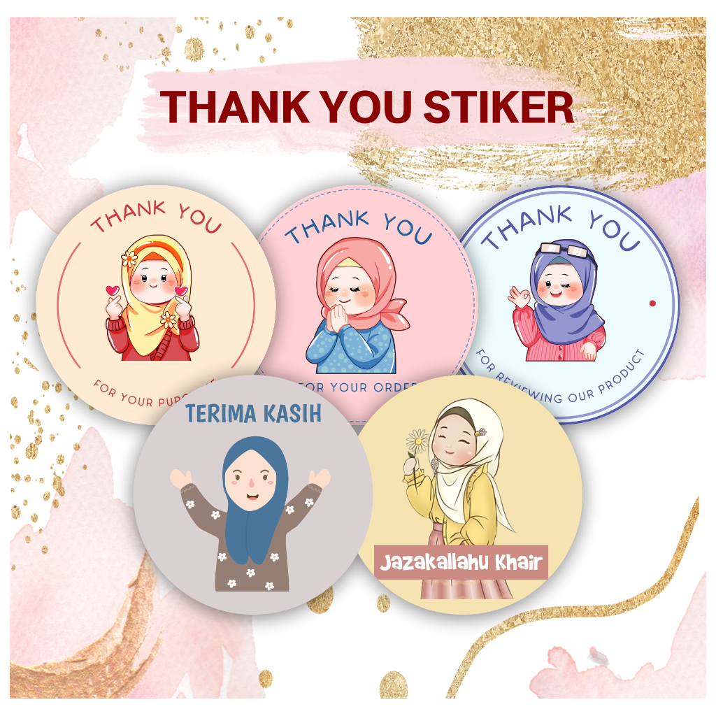 

Sticker Thank You Hijab / Sticker Custom / Sticker Ucapan Terima Kasih / Sticker Online Shop Small Business