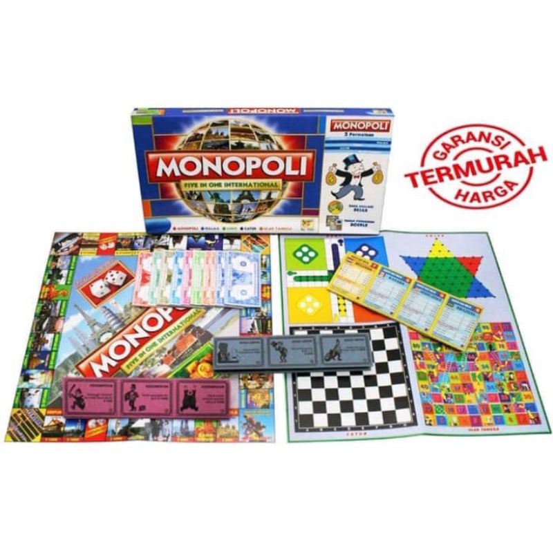 Mainan Monopoli | Mainan Monopoli 5in1 Ludo catur Monopoli Ular Tangga | Mainan Monopoli 5 permainan