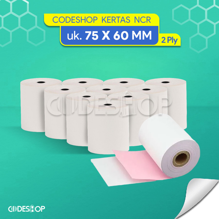 

1 Slop Kertas Struk Kasir NCR 2 Ply 75x60mm / 75x60 / 75 x 60 mm / 7,5 cm x 6 cm