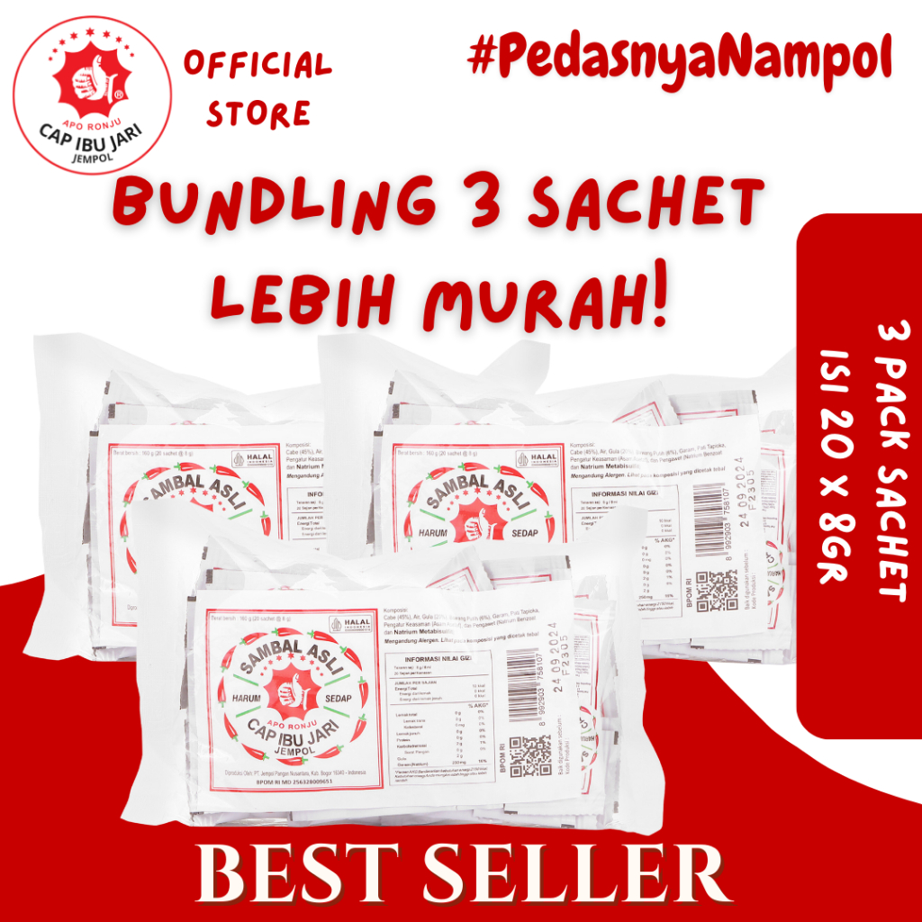

Sambal Asli Cap Ibu Jari Jempol sachet 20x8gr Bundling 3 sachet