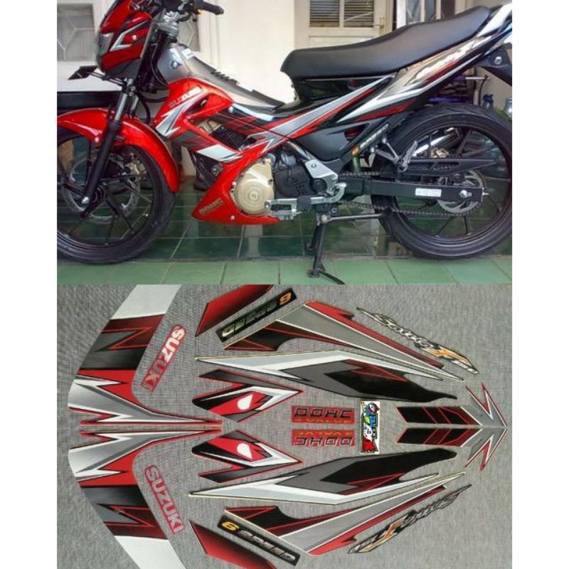￼STIKER STRIPING LIS STANDAR ORI SATRIA  F FU MERAH TAHUN 2008 2009
