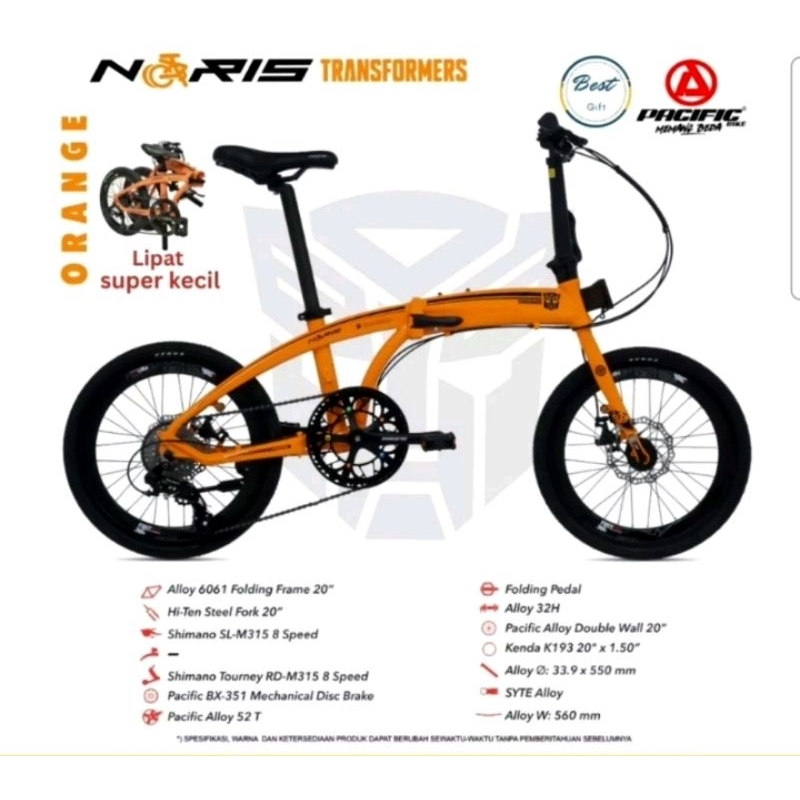 Sepeda lipat Pacific Noris Transformer Batman Kemerdekaan