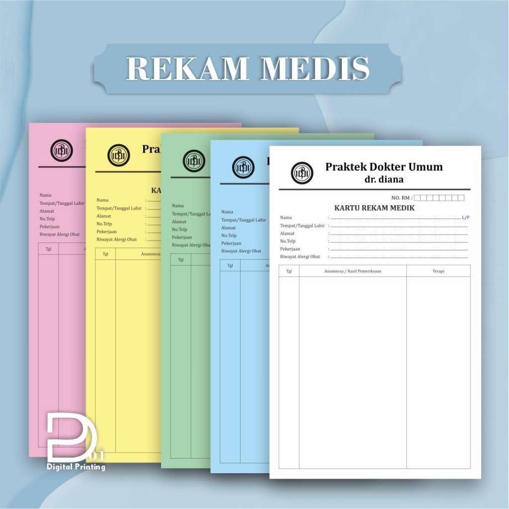 

Custom Kartu Rekam Medis, Cetak Medical Record Card / Kartu Riwayat Pasien, Catatan Pasien F4/A5