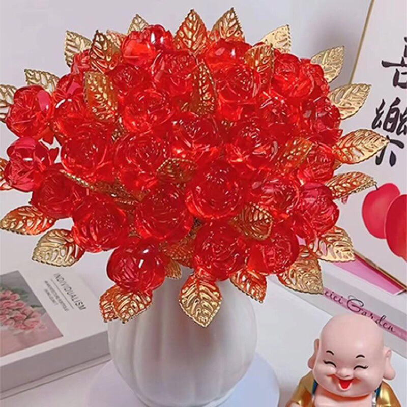 ROSE AKRILIK [ BESAR ] Bunga artificial mawar buket Diy handmade bunga manik bunga mote buatan tanga