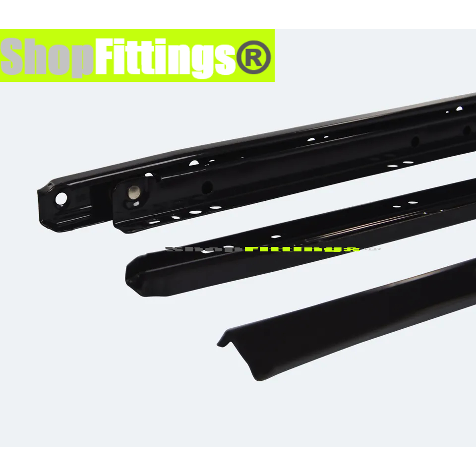 Rel Laci Hitam Single Track Black Roller Drawer Slide Runner Rail X 1 Pair