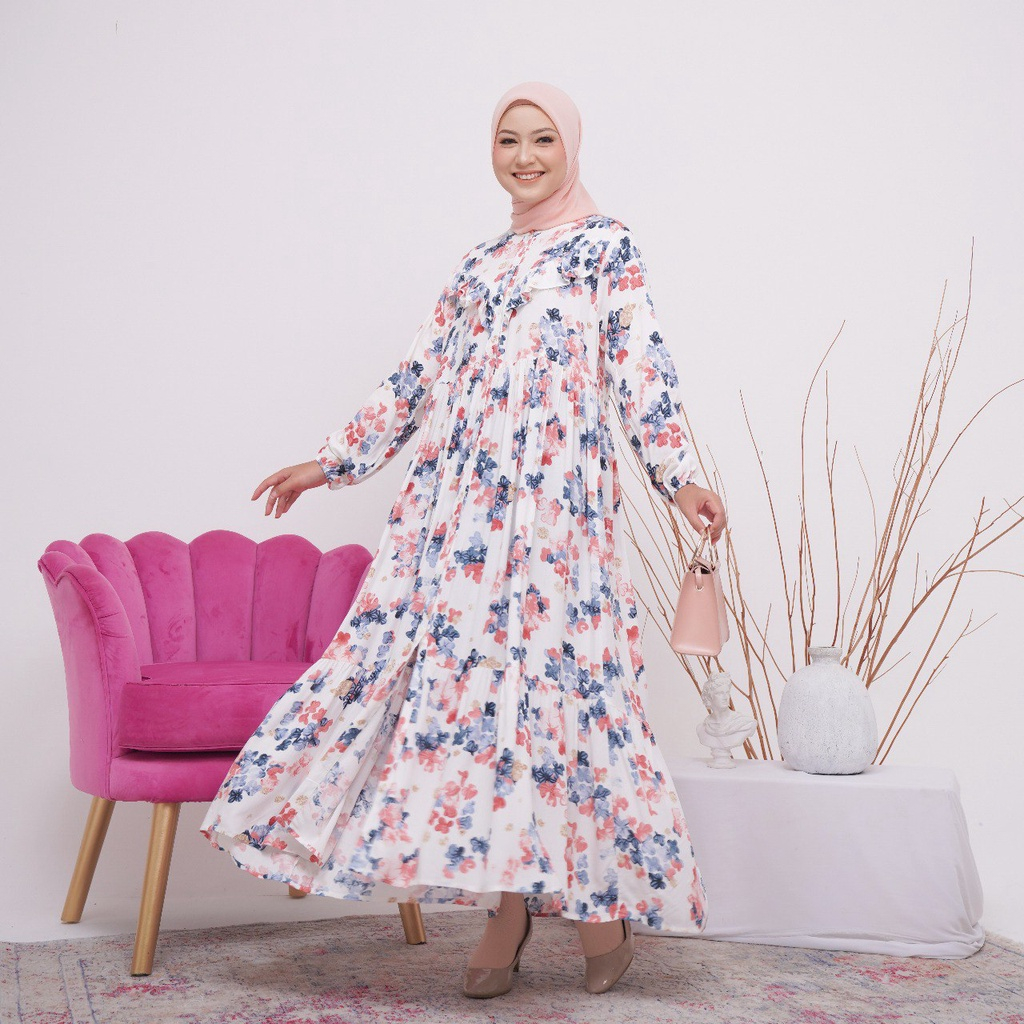 Dress rayon viscose premium midi dress rayon hayya dress looklike haideeorlin Ayana ankle / Dress Mo