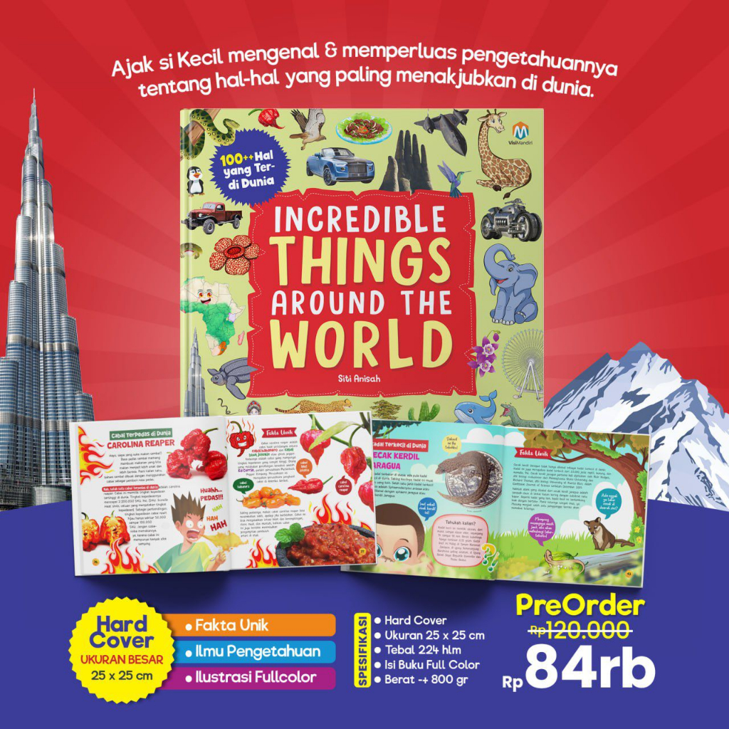 100 Hal Luar Biasa di Seluruh Dunia Incredible Things Around the World: Jelajahi dan Belajar dengan Buku Menarik Ziyadbook untuk Anak 6+