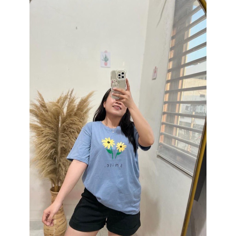Atasan Kaos SMILE | Baju Kaos Tumblr Tee Shirt Oversize