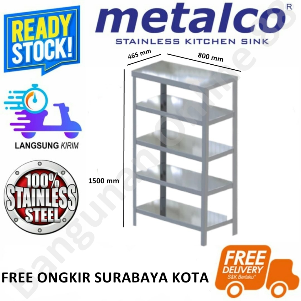 Meja Serba Guna Meja Dapur Rak Stainless Metalco MSR