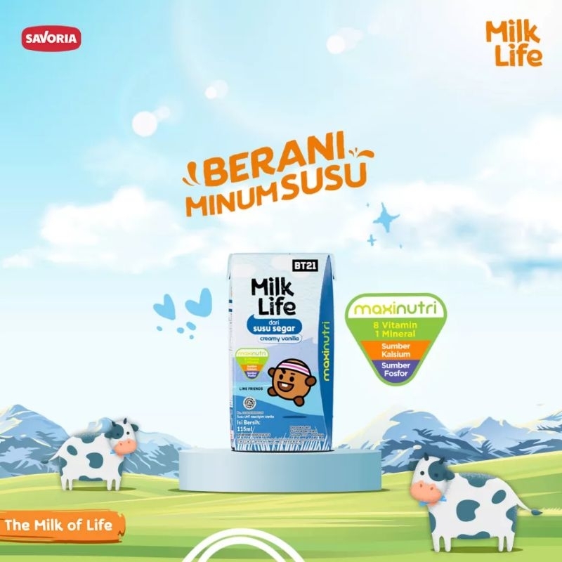 

41 - Susu Milk Life UHT Kids Creamy Vanilla milk - rasa vanilla 125ml 1karton 40pcs + 5pcs