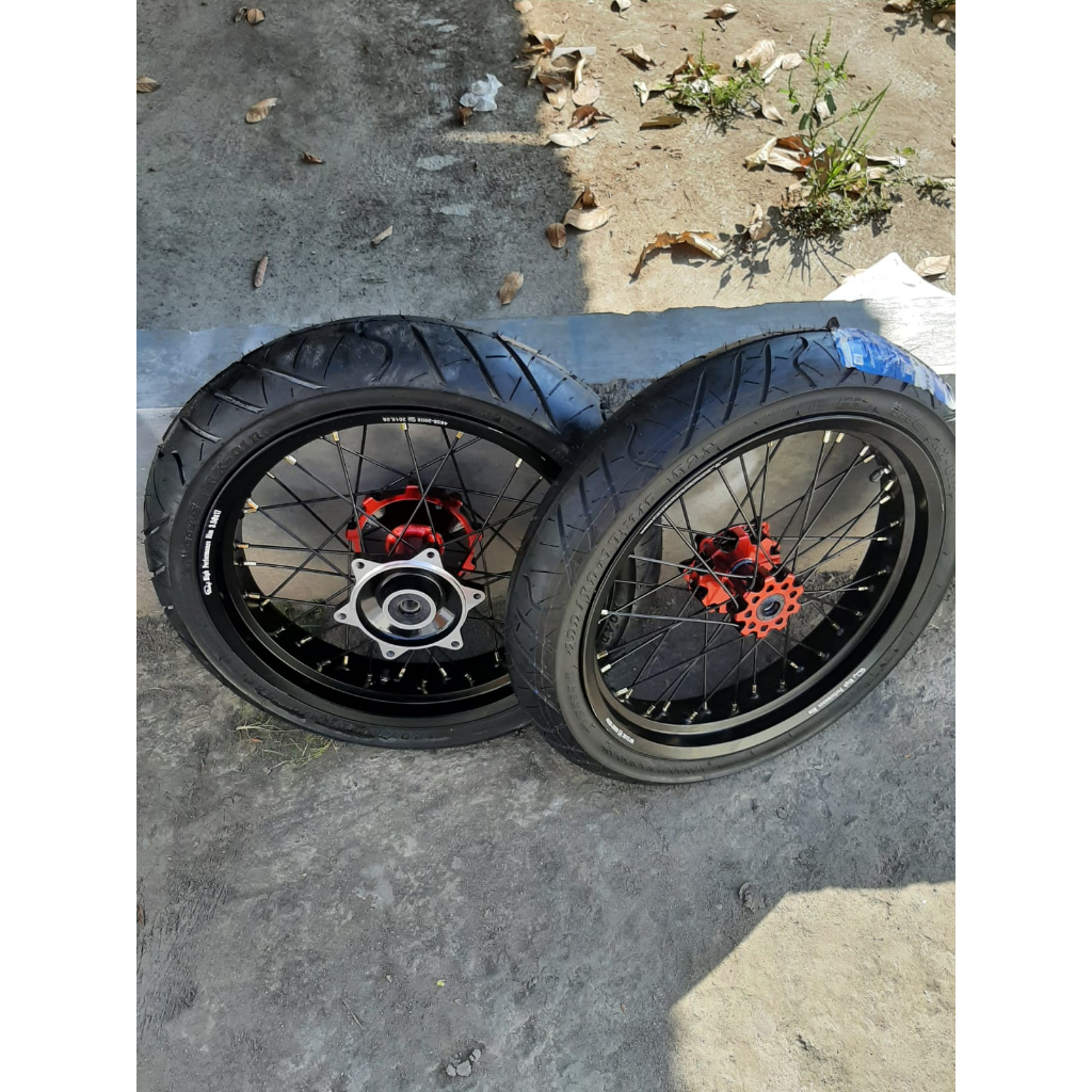 Wheelset Supermoto CRF 150 L Ban Supermoto CRF 150 Ukur 300 350 Ban IRC Baru