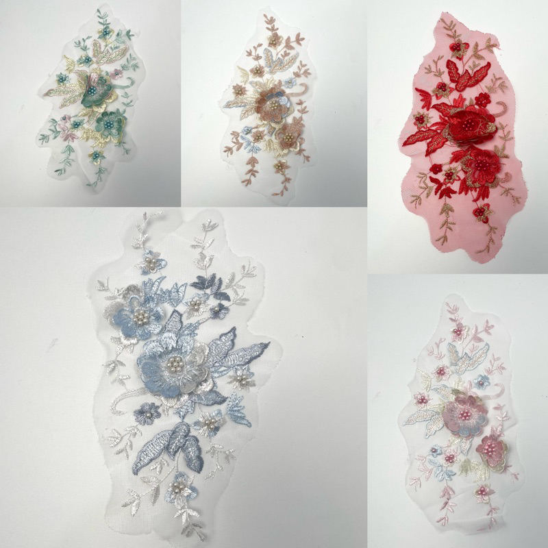 WY016 Wedding lace bordir bunga 3d renda bordir embroidery patch bordir floral
