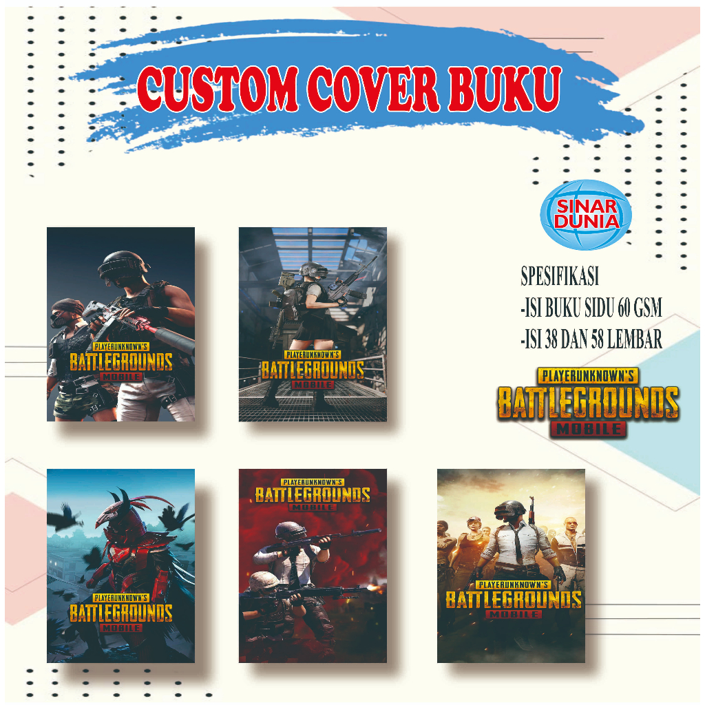 

CUSTOM BUKU TULIS MOTIF PUBG MOBILE ISI 38/58 LEMBAR