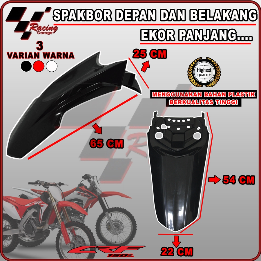 SPAKBOR SET DEPAN BELAKANG CRF 150 250 SPAKBORD FENDER HONDA MOTOR CROSS TRAIL SUPERMOTO SUPER MOTO