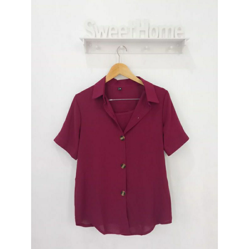 kemeja wanita oversize -atasan kemeja wanita polos casual-kemeja basic polos-kemeja blouse wanita fu