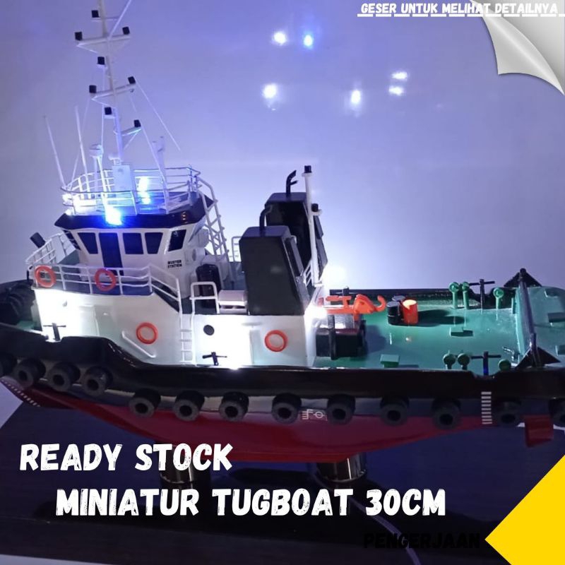 READY STOCK MINIATUR KAPAL TUGBOAT 30CM