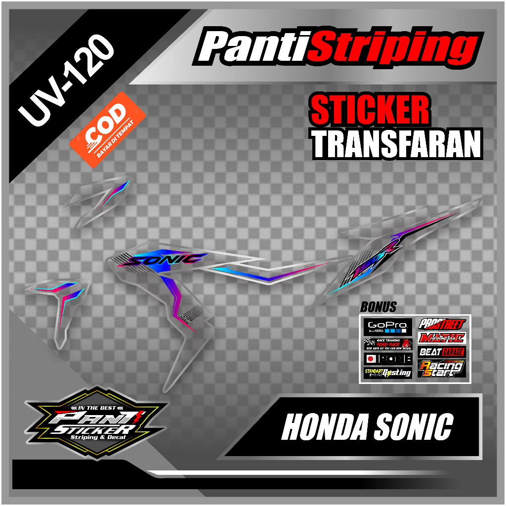 COD Stiker Striping  Pelindung body aksesoris Sepeda Motor Honda Sonic 150R Tinggal Tempel Variasi k