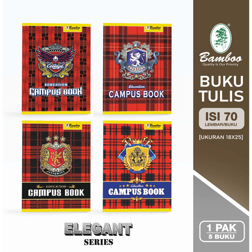 

Bamboo Buku Tulis Boxy 70 Elegant Series [ 1 pak/ 5 buku ] Ukuran Besar
