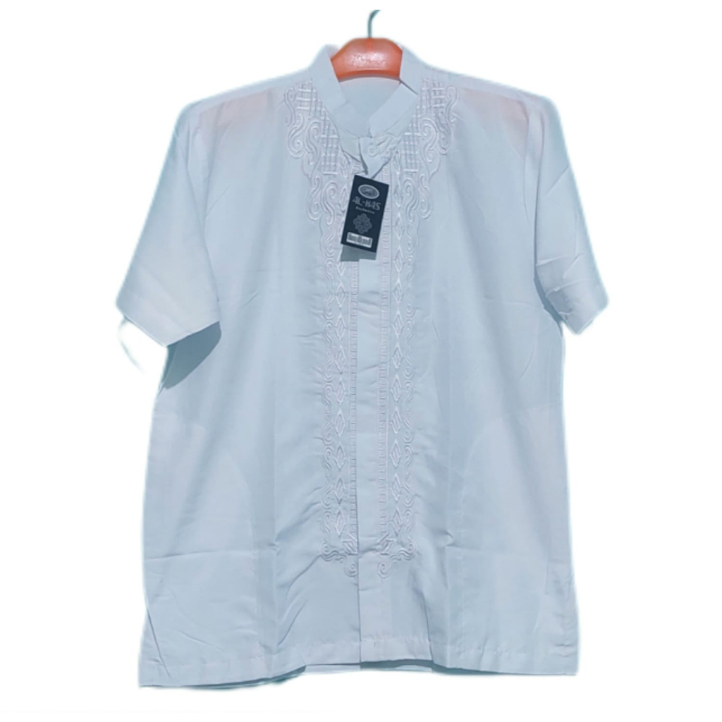 Baju Muslim Pria Lengan Pendek / Baju Koko Pria / Pakaian Muslim Pria / Baju Koko Putih Polos