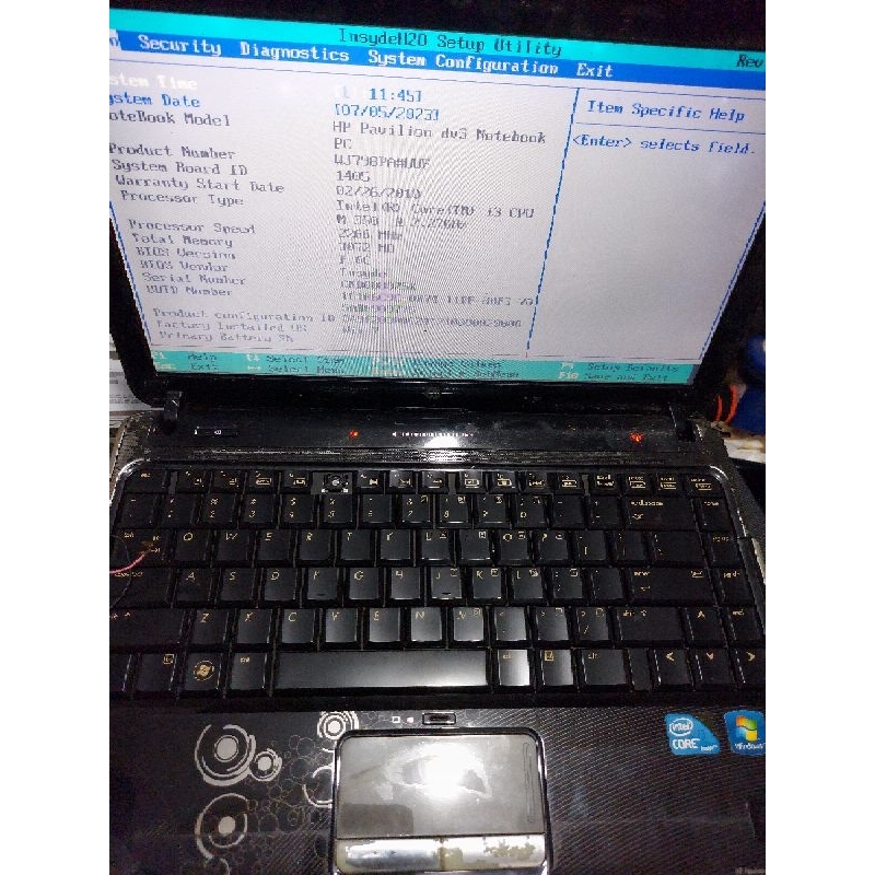 motherboard hp dv3 core i3 m 350 bonus kesing seadanya