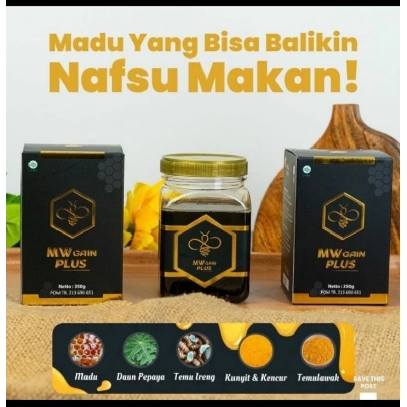 

MW GAIN PLUS madu penambah nafsu makan membantu menambah berat badan 1 botol 350 gr