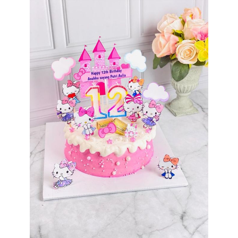 

kue ulang tahun birthday hello Kitty topper