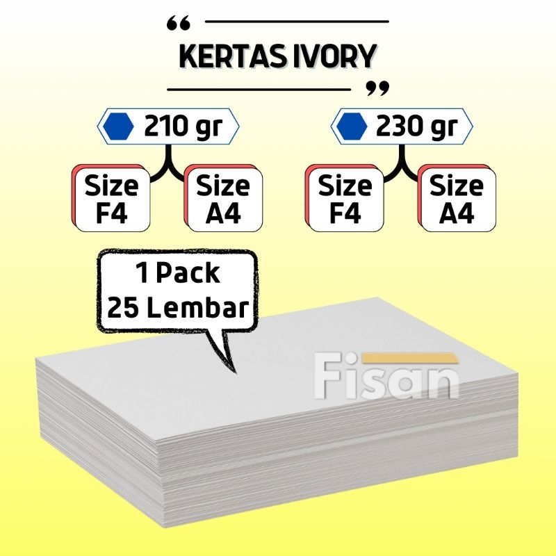 

25 Lembar Kertas Ivory Paper 210 gr 230 gr A4 F4