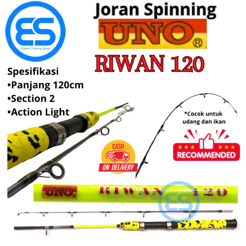Joran Udang Spinning Fiber solid Uno Riwan 120