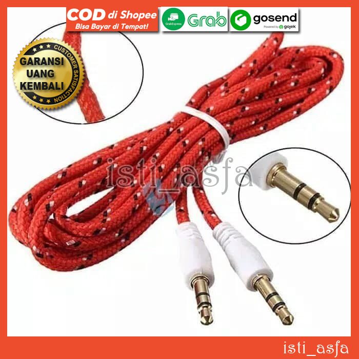 Kabel Audio AUX 1 in 1 Sambungan Dari HP Laptop Komputer PC Tablet Ke Speaker Aktif Head Unit Mobil 