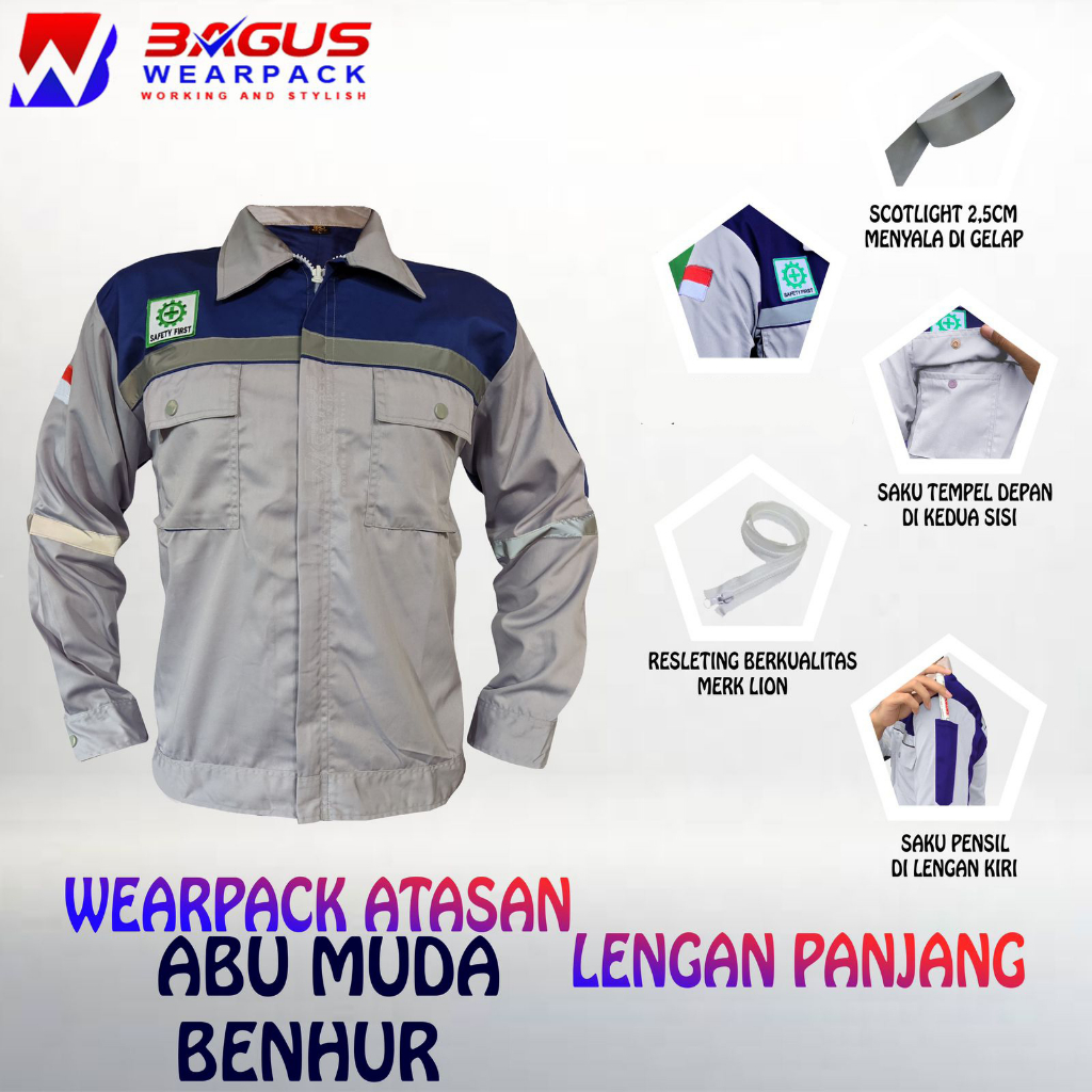 BAJU PROYEK KEREN / BAJU KERJA PRIA PROYEK / BAJU KERJA PIRA LAPANGAN / BAJU WEARPACK LENGAN PANJANG