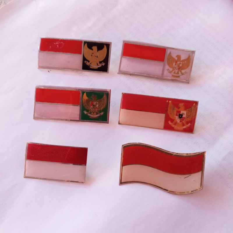 PIN Bendera merah putih Garuda kuningan lapis RESIN eceran