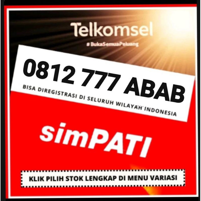 NOMOR CANTIK TELKOSEL SIMPATI 0812 777 ABAB NOCAN SIMPATI ABAB KARTU PERDANA SIMPATI CANTIK 777 ABAB