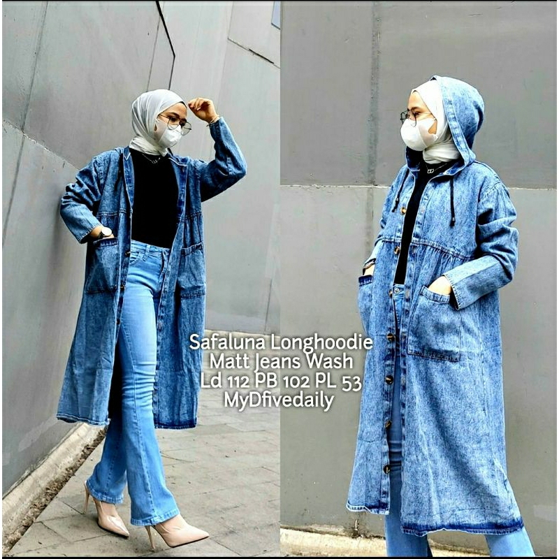 Longtunik jeans wanita,Tunik jeans wanita,Dress hoodie,Jaket jeans wanita