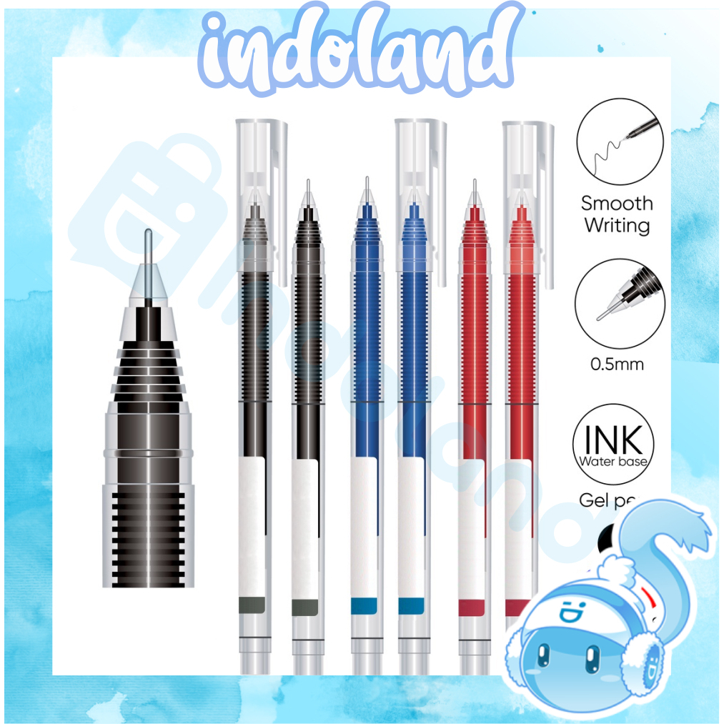 

☀ INDOLAND ☀ 0.5mm Tip Lurus Cair Roller Ball Pen Kantor Tabung Jarum Penuh Siswa Ujian Gel Pena-Le S083