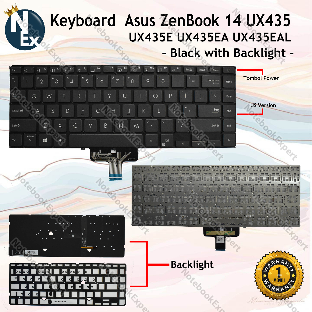 Keyboard Asus ZenBook 14 UX435 UX435E UX435EA UX435EAL Black with Backlight