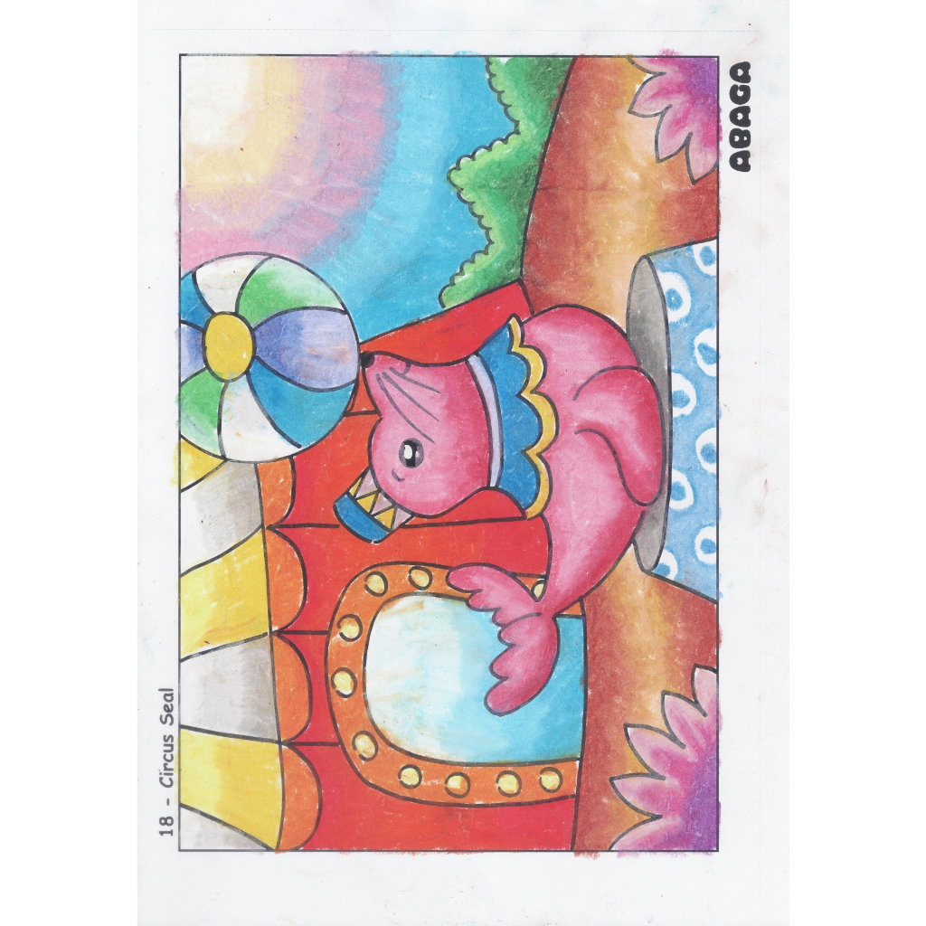 

Lembar Mewarnai Anak Teknik Pastel / Circus Seal / Smart Coloring Page