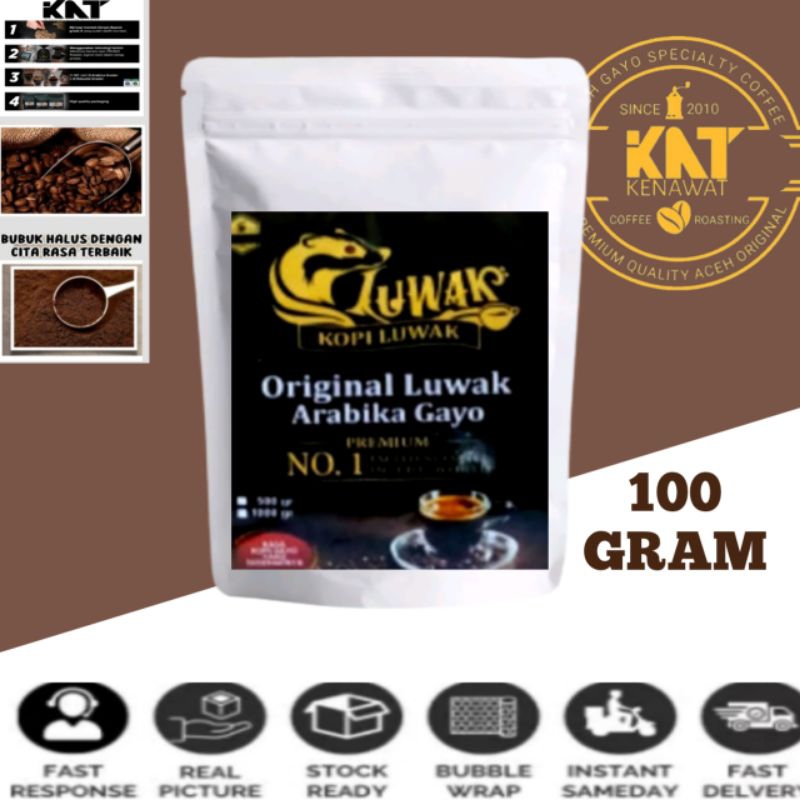 

KOPI LUWAK LIAR ACEH ASLI ARABICA GAYO ORIGINAL 100gram KOPI BUBUK HALUS MURNI TERBAIK.